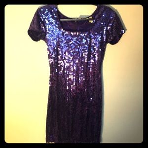 Purple Sequin short sleeve dress